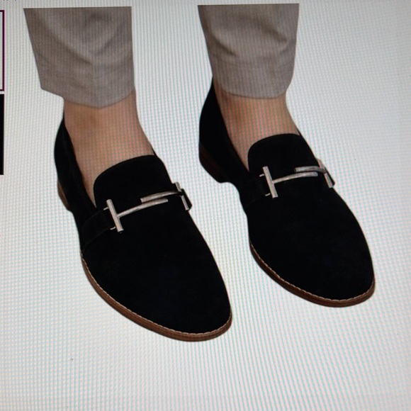 Franco Sarto Shoes - FRANCO SARTO HARLOW BLACK SUEDE BUCKLE LOAFERS SHOES.